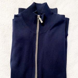 Hugo Boss Men’s Navy Blue Logo Zip-up Sweater Cardigan, Medium